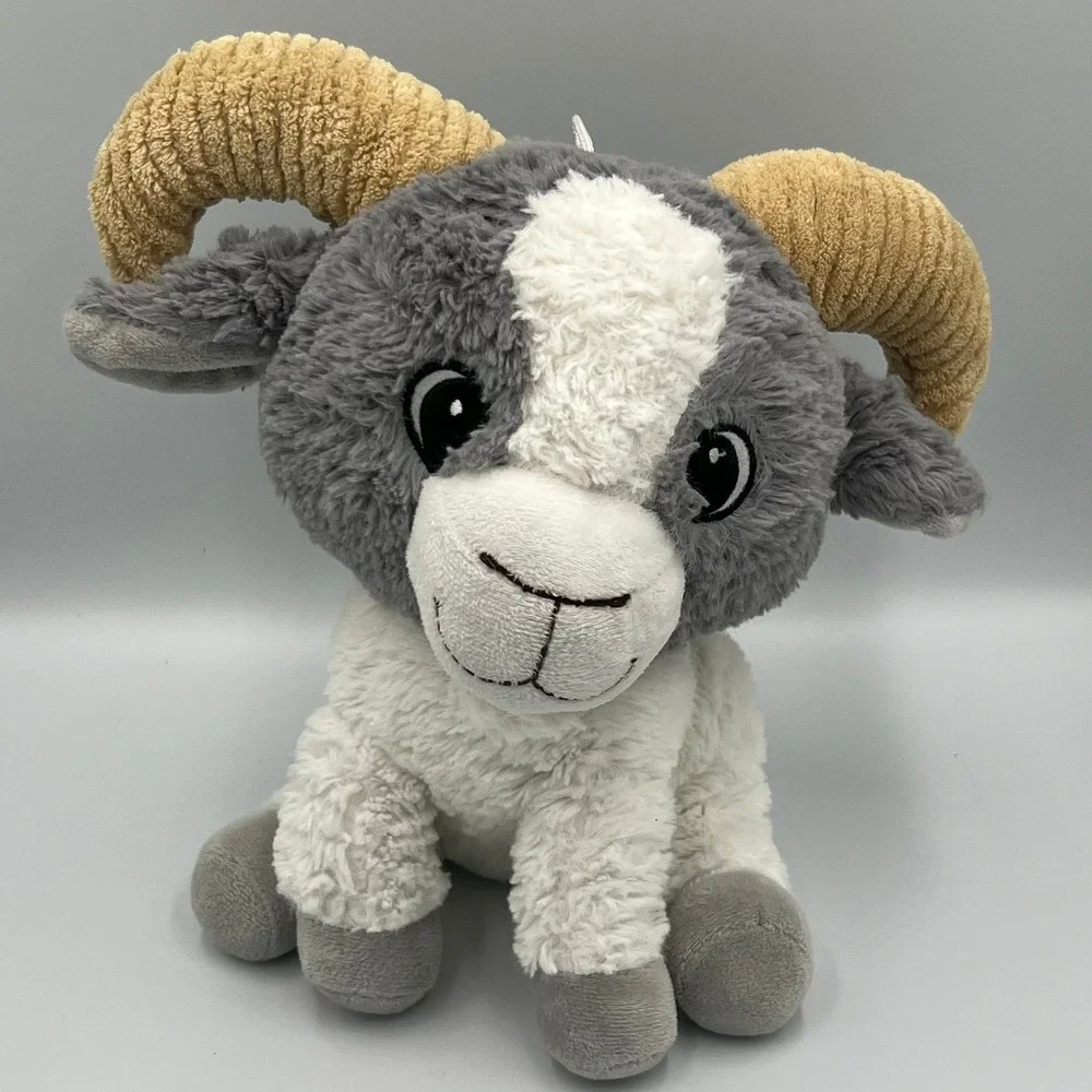 Fiesta Plush Billy Goat Ram 11in Grey White Very Good 1pc Ribbed Horns C17103